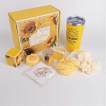 Birthday Hampers Pamper Gifts for Women Sisters - 7 Pcs Sunshine Self Care Gift Basket Set - Friendship Care Package - Cheer Up Thinking of You Gift B