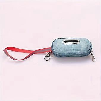 Pet Poop Bag Dispenser with Reflective Wrist Strap, Fabric Dog Waste Bag Holder for Outdoor Walking