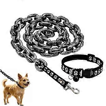Fuuny Dog Leash and Collar Set - Lightweight Plastic Imitation Iron Chain Lead for Small Medium Dogs Cats Pets