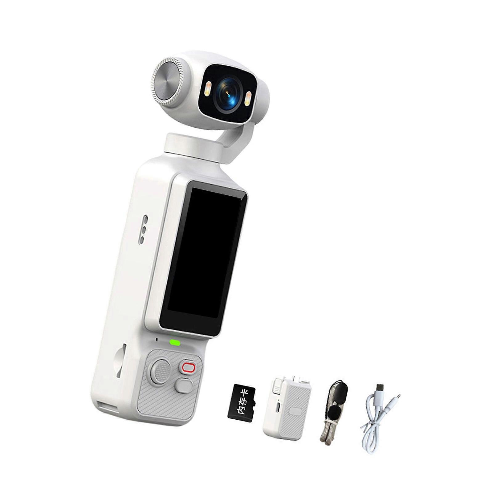 Caméra d'action pour vlogs de voyage avec objectif rotatif et écran frontal, enregistrement 1080p, idéale pour une utilisation quotidienne en extérieur (blanche).