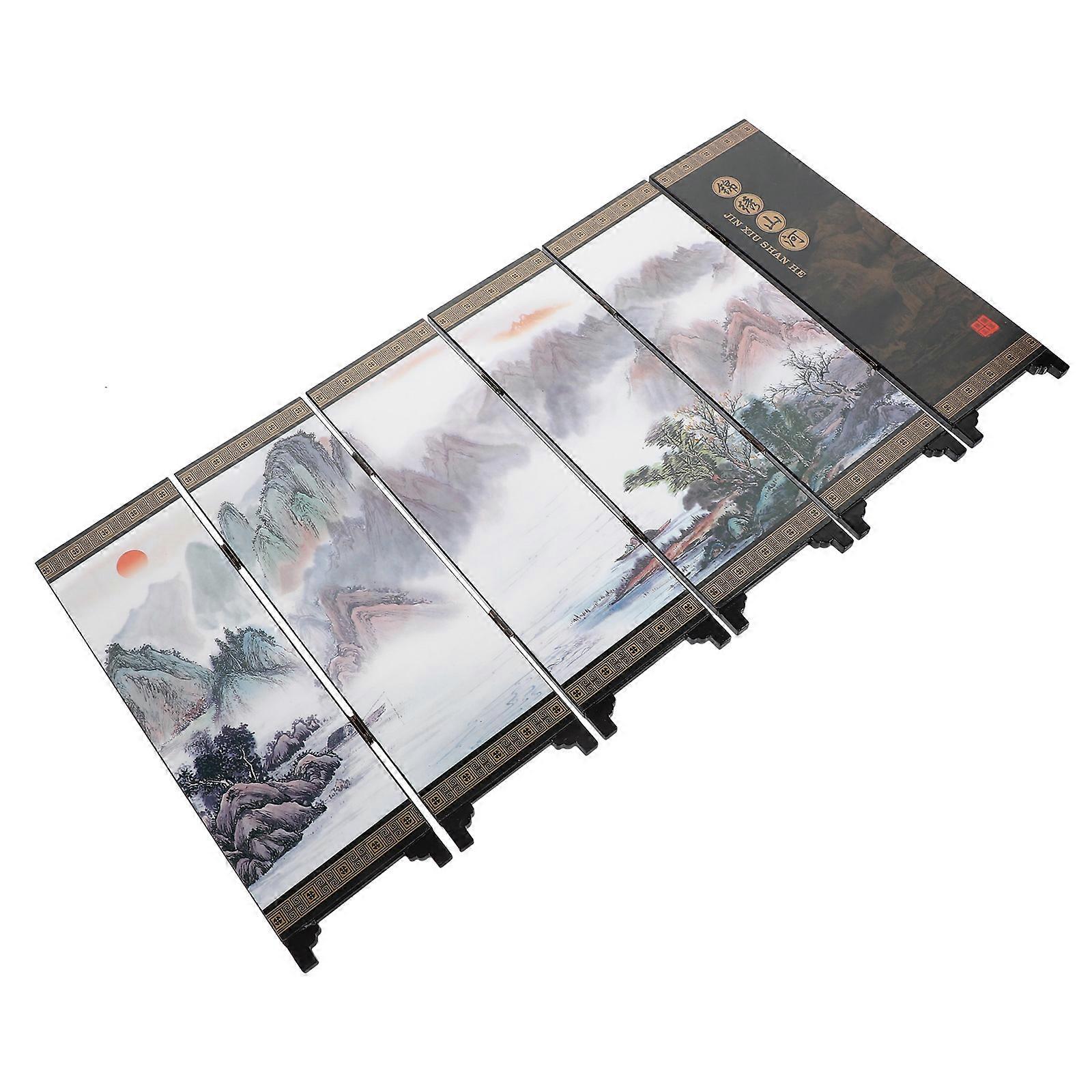 Desktop Mini Panel Divider Mini Folding Screen Decoration Chineză Lacquerware Screen Model