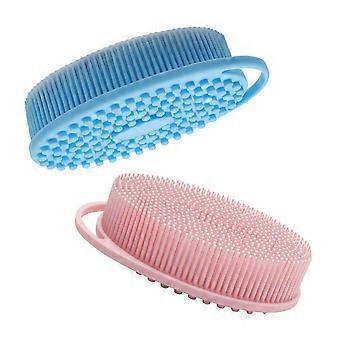 Set van 2 siliconen hoofdmassageborstels en lichaamsscrubbers, dubbelzijdig ontwerp voor een zachte exfoliatie onder de douche.