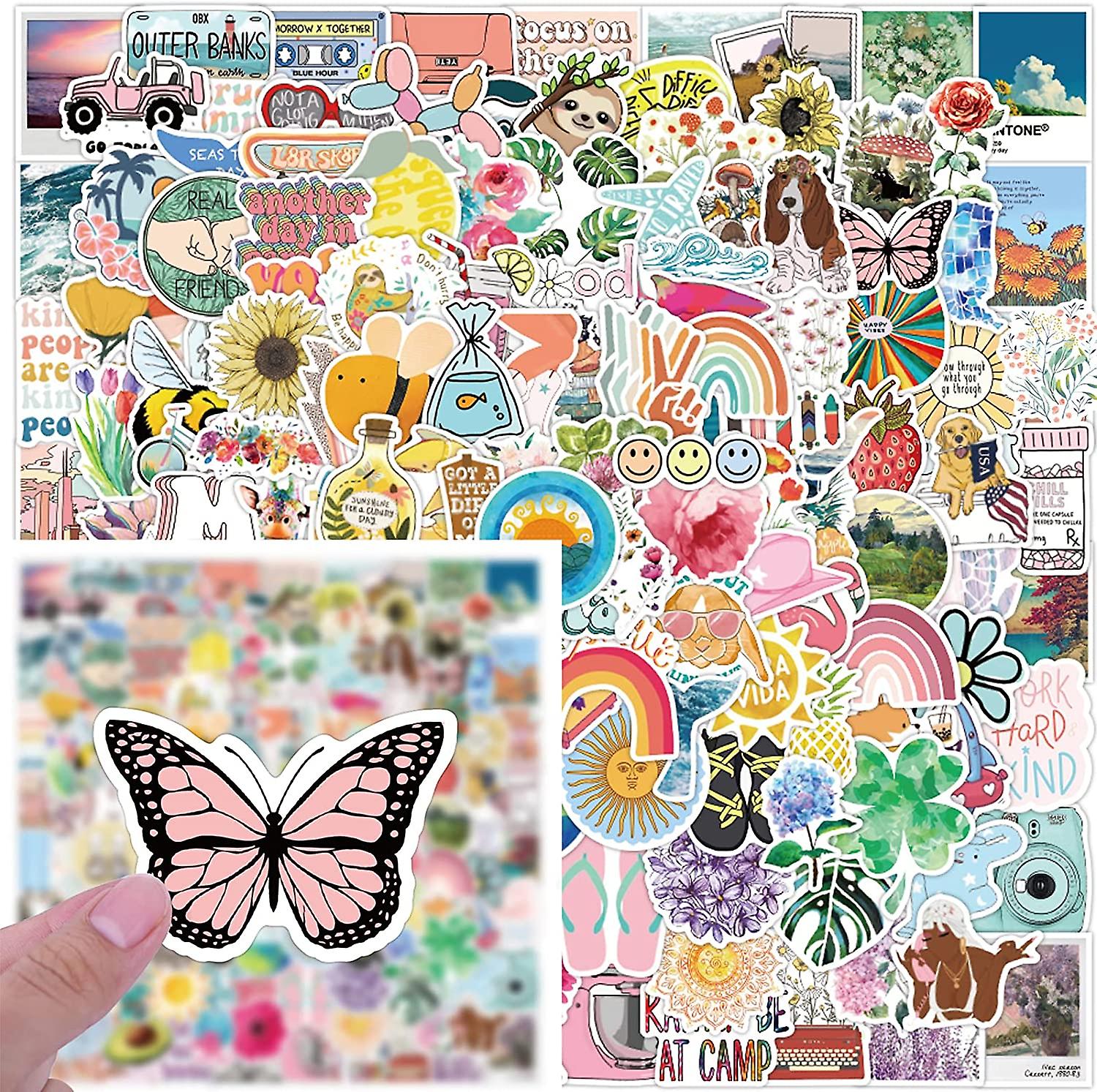 60 Stuks Vintage Stickers – Retro Vinyl, Esthetisch, Waterbestendig, Voor Laptop, Waterfles, Skateboard En Meer