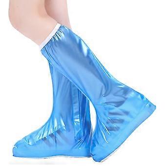 Waterproof Shoe Covers Blue XXL Reusable Boot Covers with AntiSlip Sole and Quick Zipper Closure