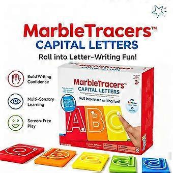 Back To School Kids Lowercase Alphabet Marble Tracer, Letter Formation Tracing Play Set, Preschool Early Literacy Training Accessory