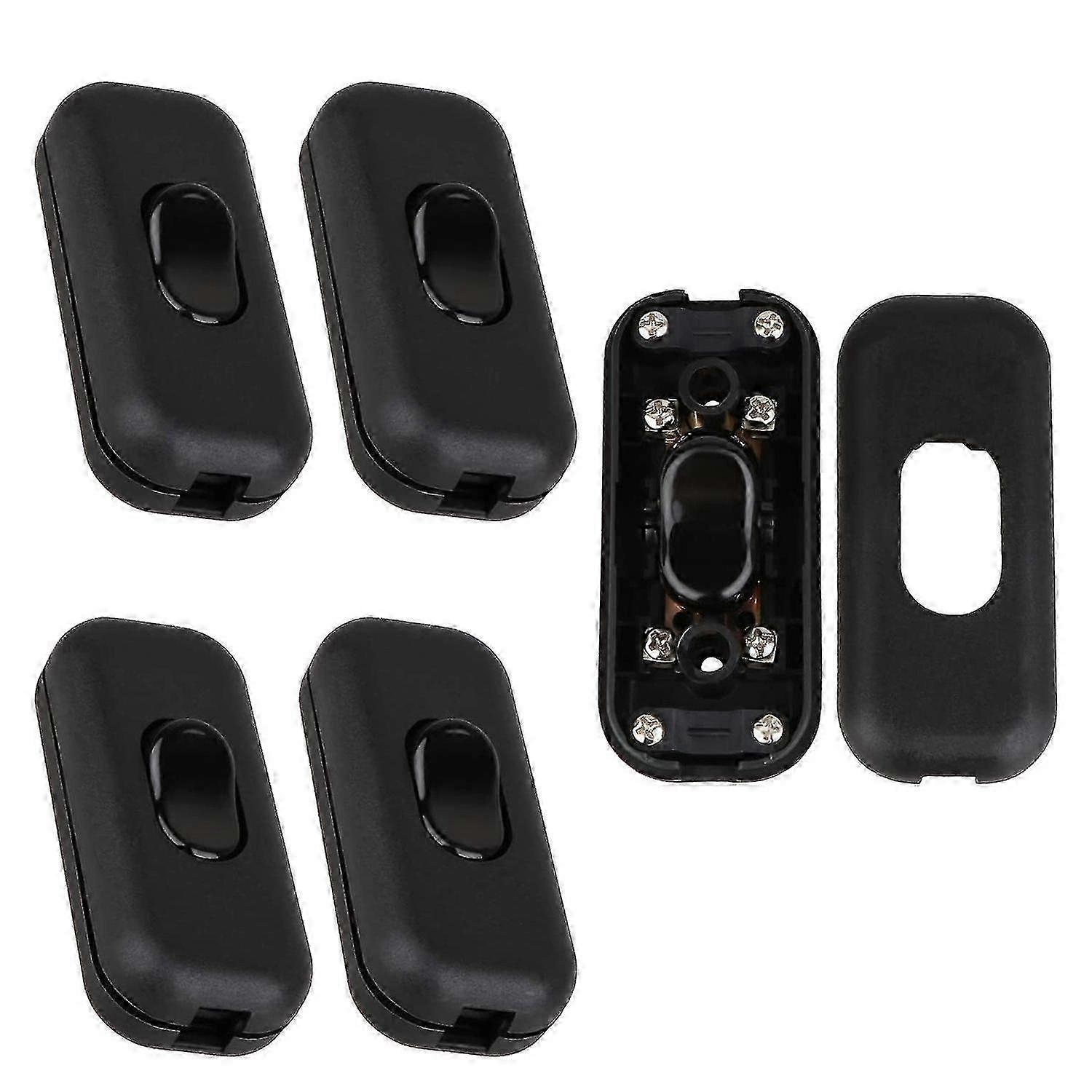5pcs Inline Switch Torpedo Switch 6 Amp Lamp Switch Inline Rocker, Ac 250v Black Replacement Inline