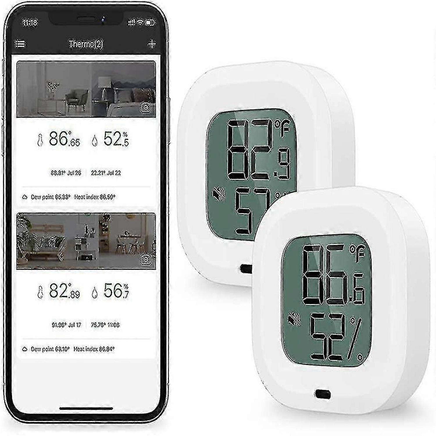 2 Pieces Thermometer Hygrometer Bluetooth. Humidity Temperature Sensor With Data