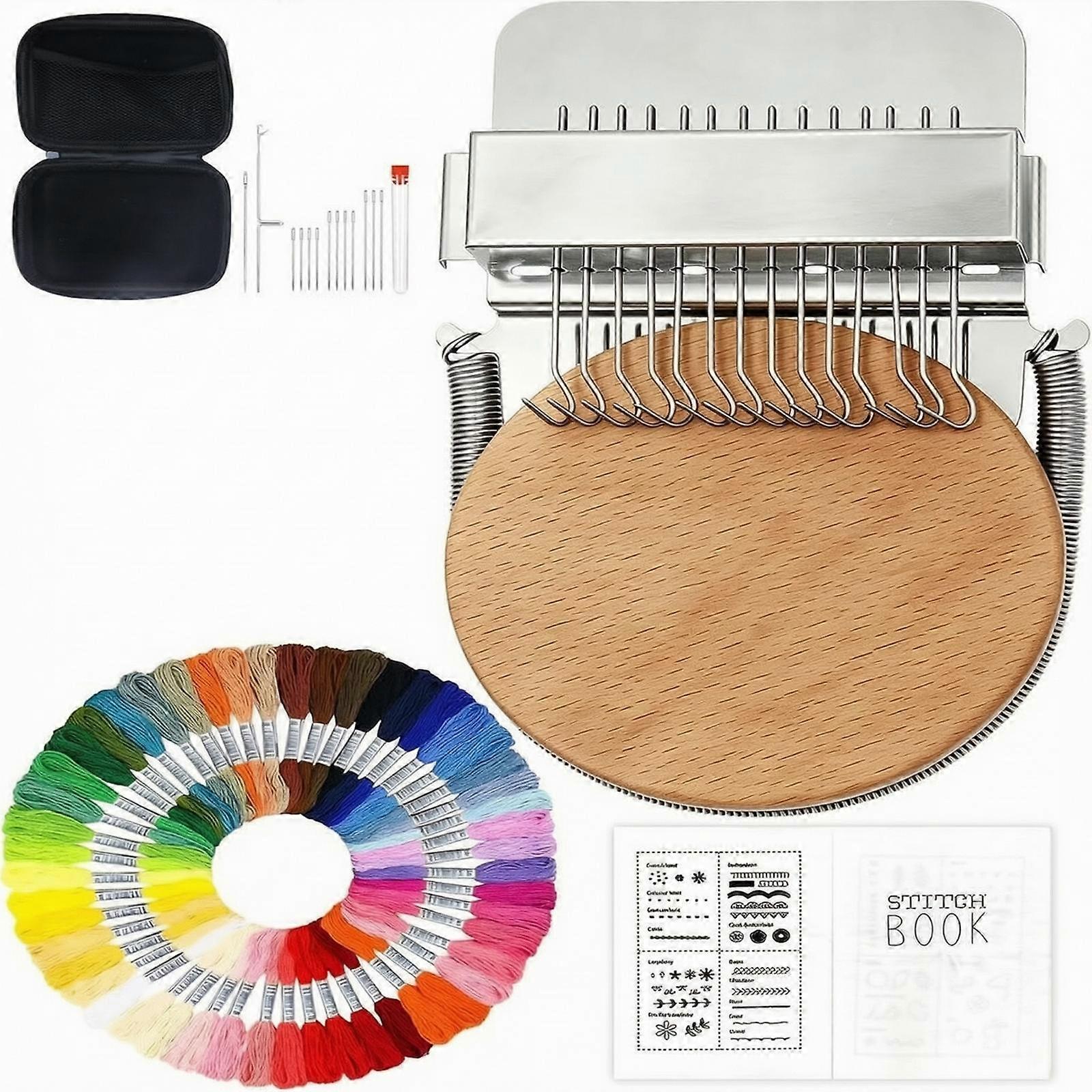 Darning Tool Kit Easy Mini Darning Loom with Wooden Base Quick for Crafters