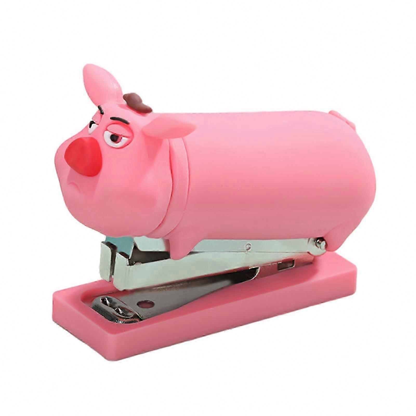 Compact Cartoon Pig Stapler for Desk & Pencil Case
