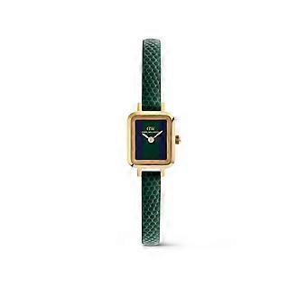 Daniel Wellington Womens Quadro Striped Green & Blue Dial Green Genuine Leather Strap Watch DW00100958 | Acotis