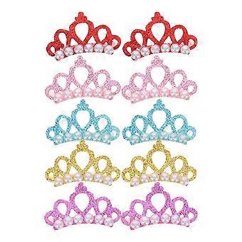 Crown Shape Pet Hair Accessories For Pets Ideal For Weekend Parties Assorted Color 10 Pcs