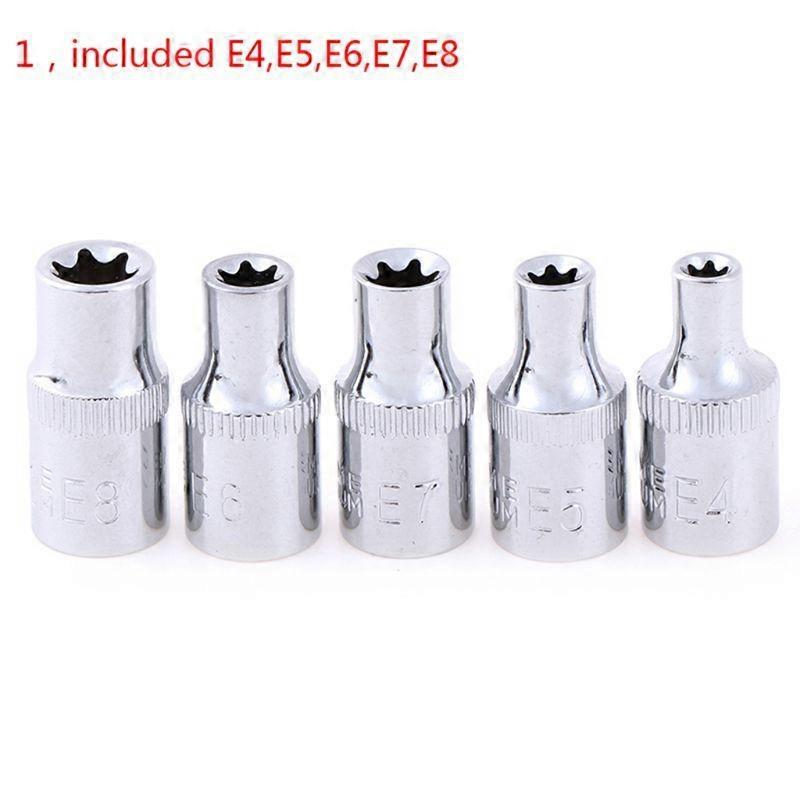 E Torx Star Female Bit Socket Set E4 E5 E6 E7 E8 1/4 Inch Repair Tool Hand Tool