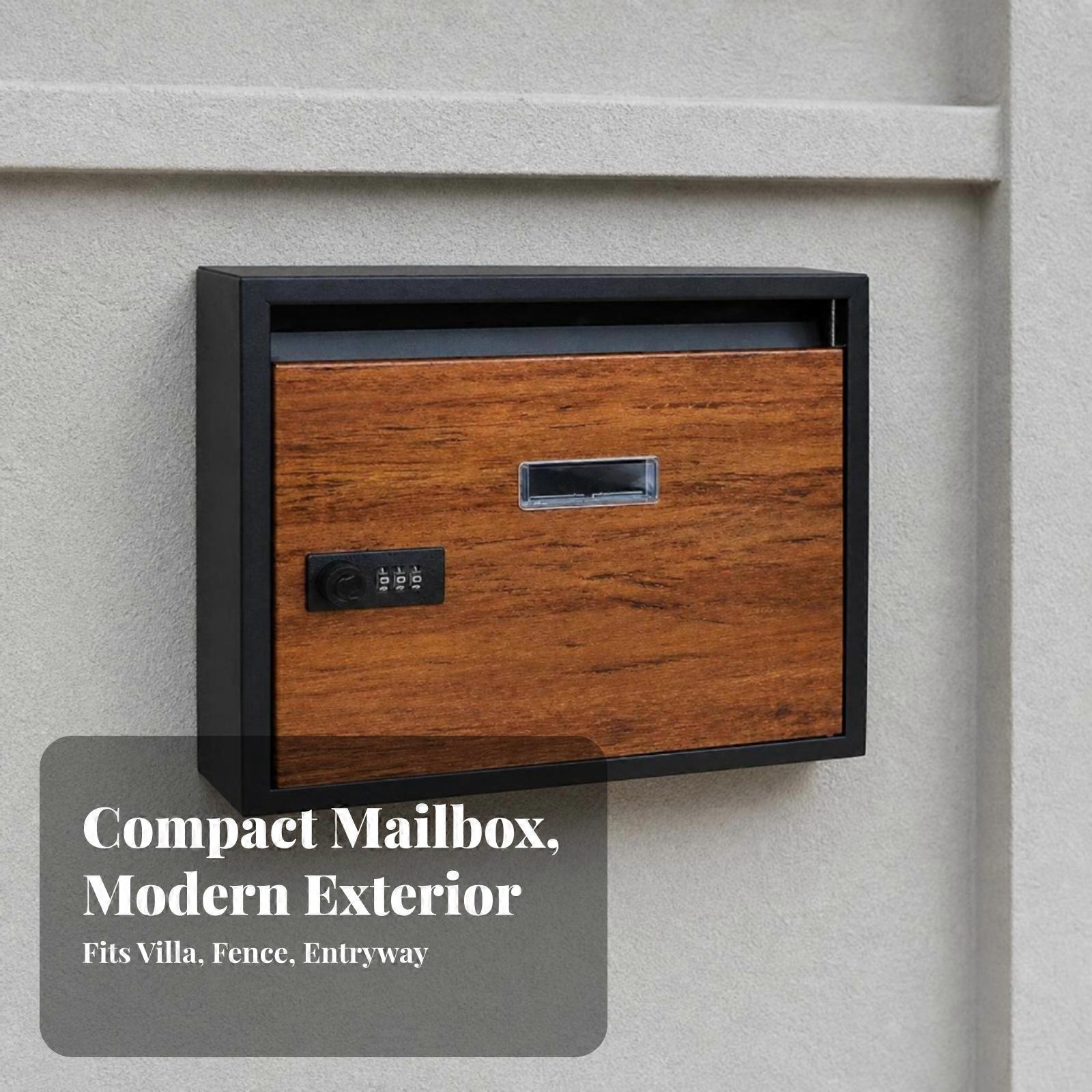 Mail Drop Box with Combination Lock Metal Construction, Wall-Mounted Mailbox