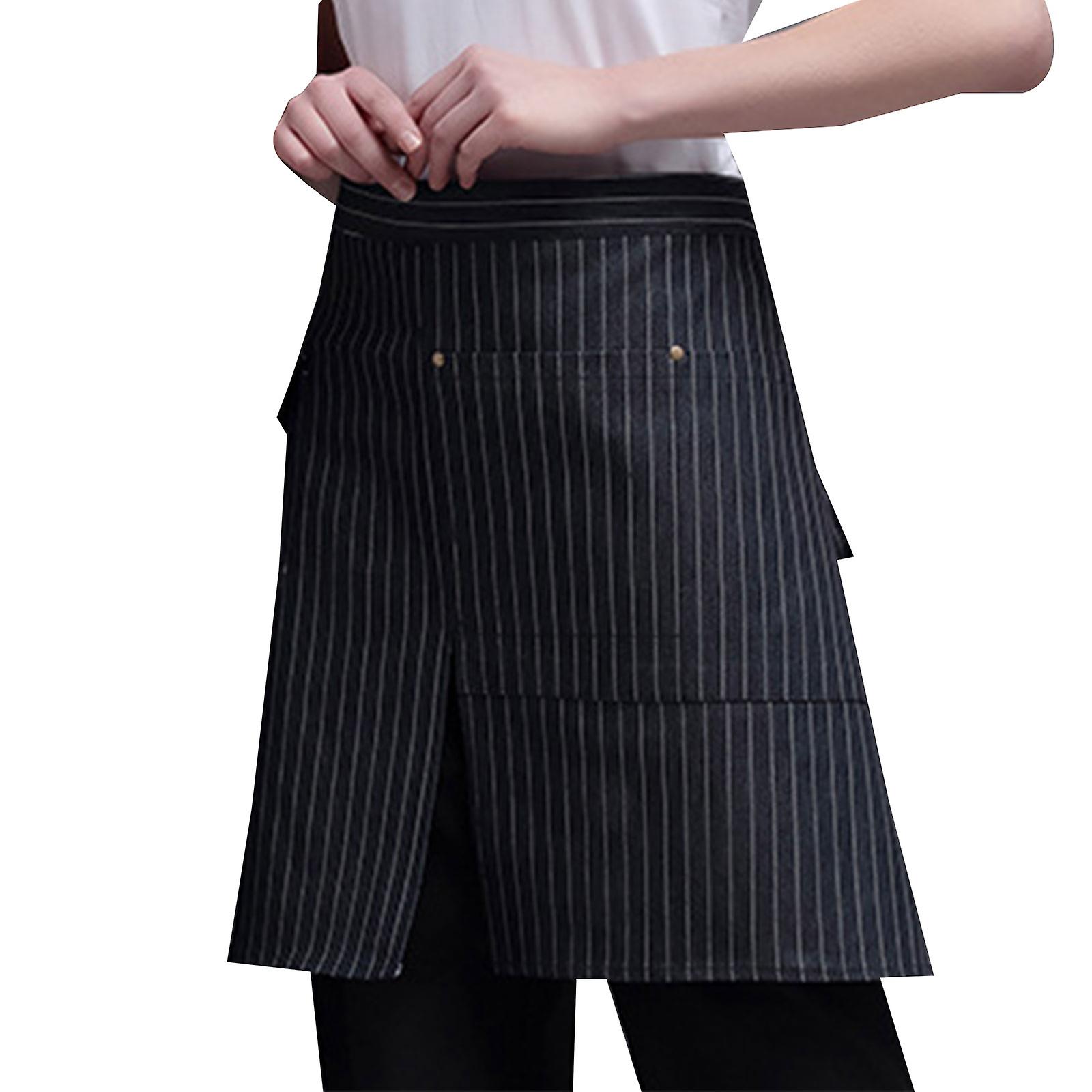 Short Waist Apron Adjustable Wasit Strap with Pockets Design Cooking Kitchen