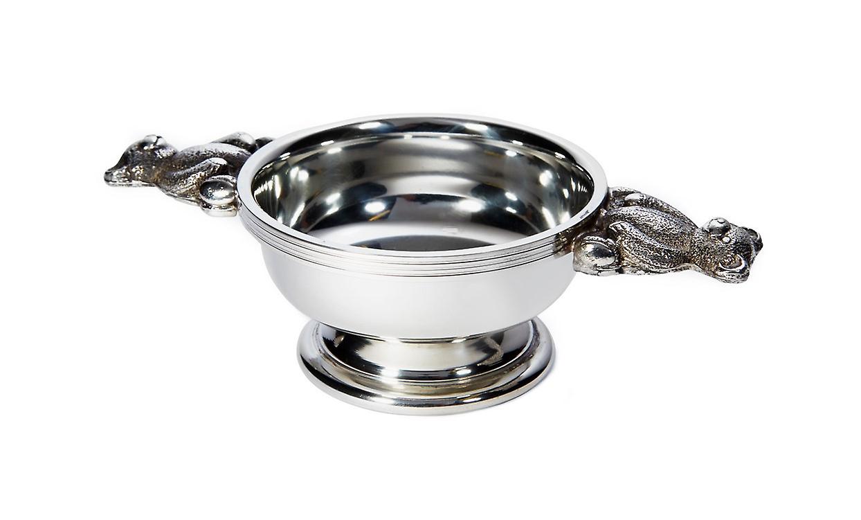 Small Teddy Bear Handle Pewter Quaich