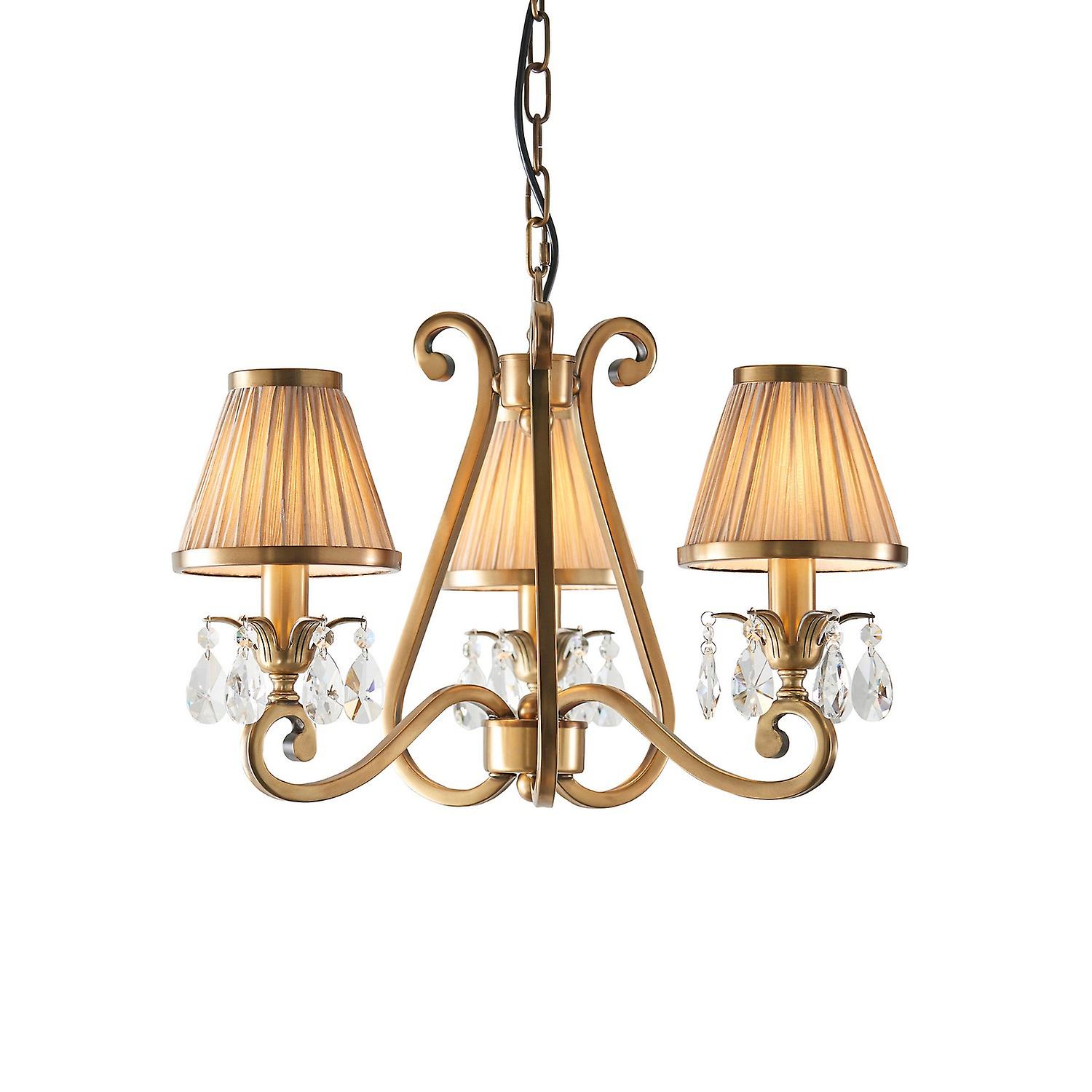 Oksana 3 Light Multi Arm Ceiling Pendant Chandelier Antique Brass, E14