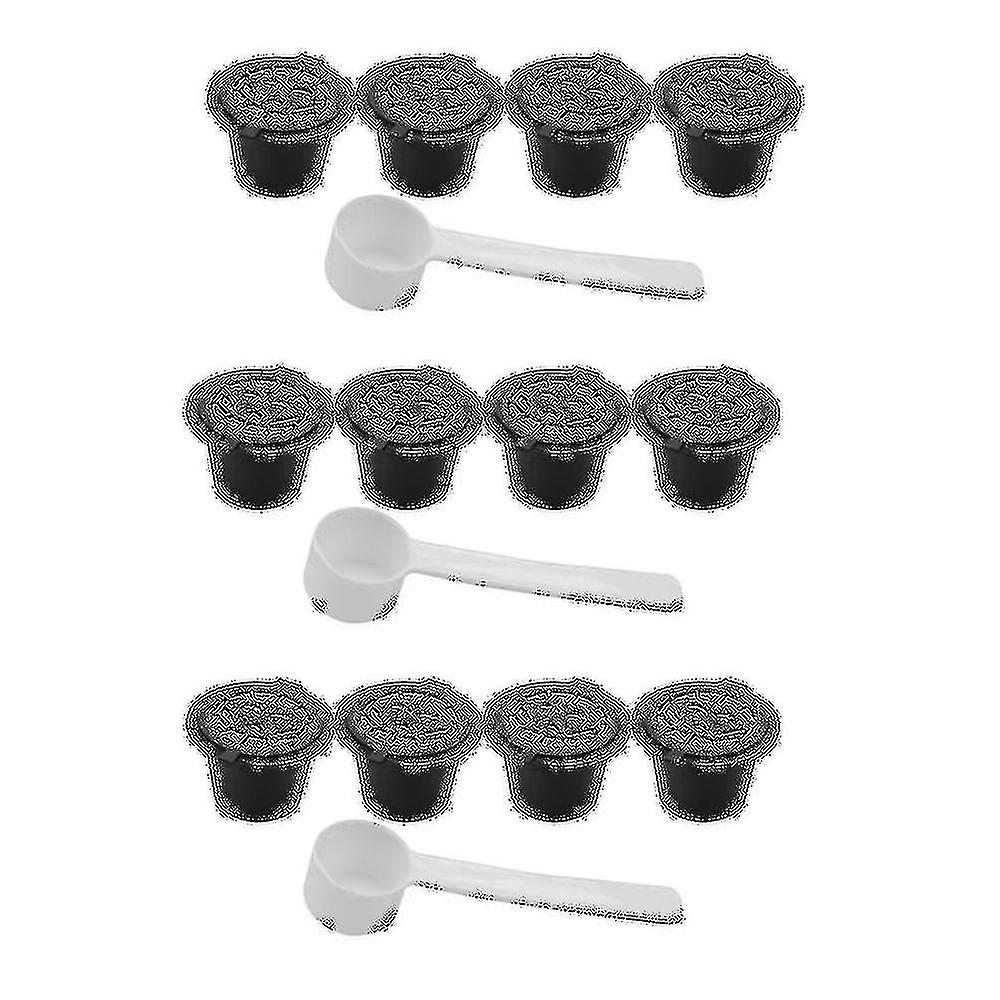 12x Refillable Reusable Coffee Capsules Pods For Machines Spoon
