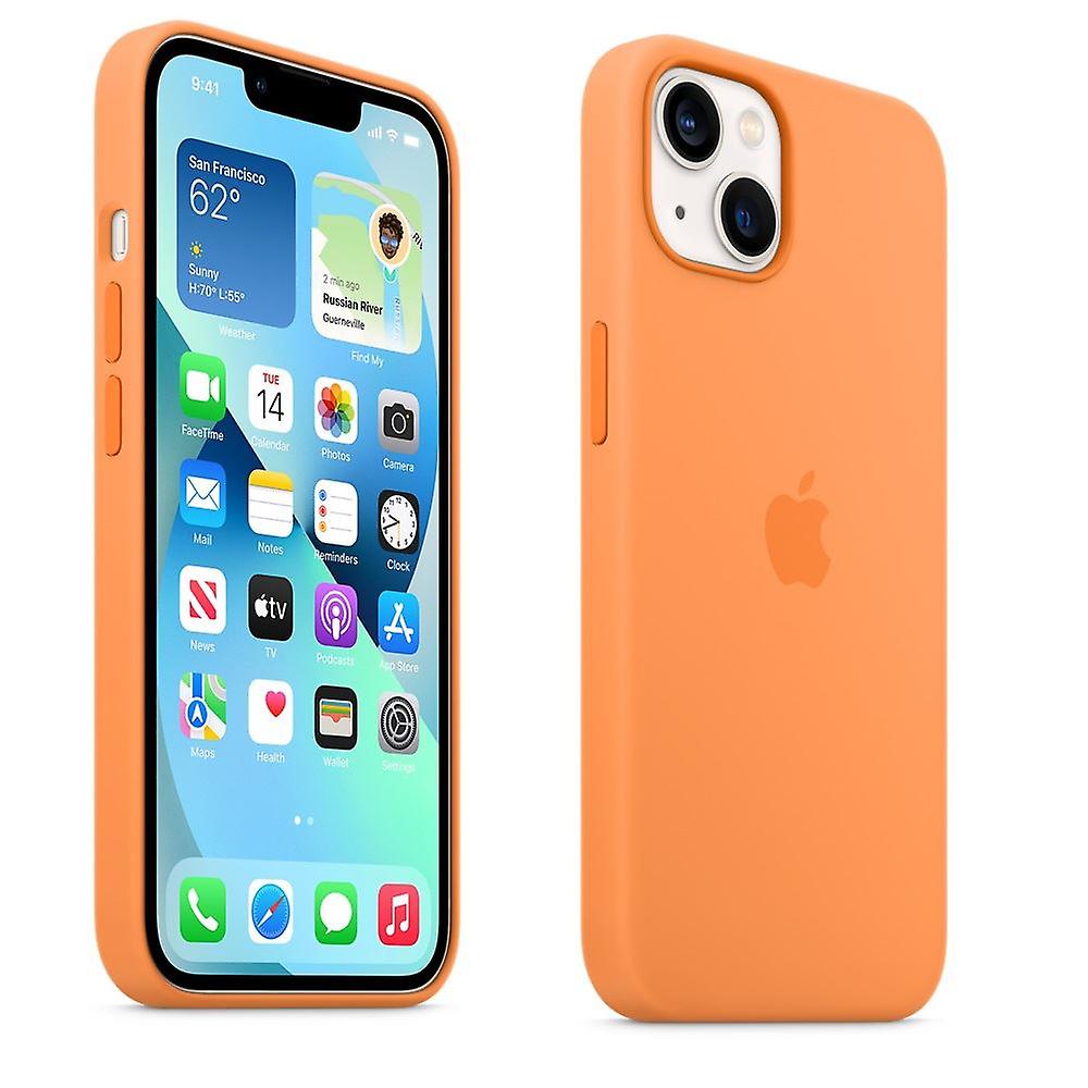 Official Apple iPhone 13 Silicone Case with MagSafe – Marigold - Open Retail Box