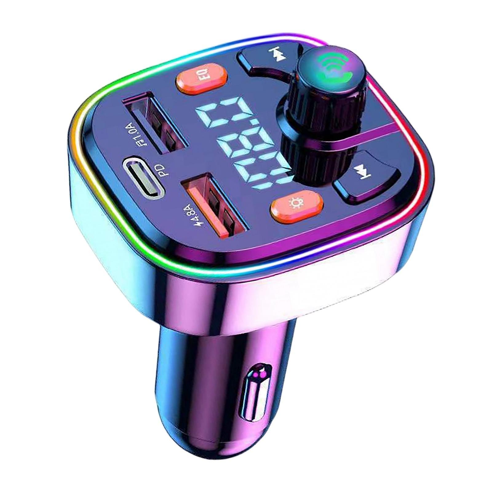 Bluetooth FM Transmitter Fast Charging Support USB Disk PD 2 USB Port Type C