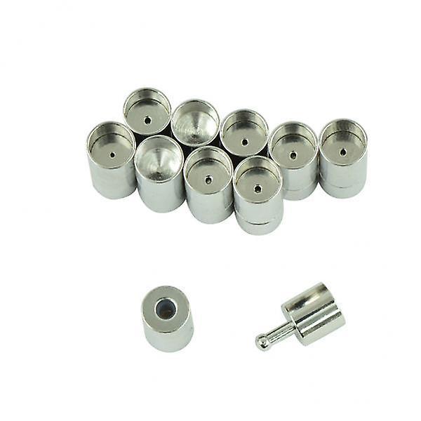 4x10 Set Silver Leather Glue In Bayonet Push Tube Clasp Jewelry Making 17X5MM