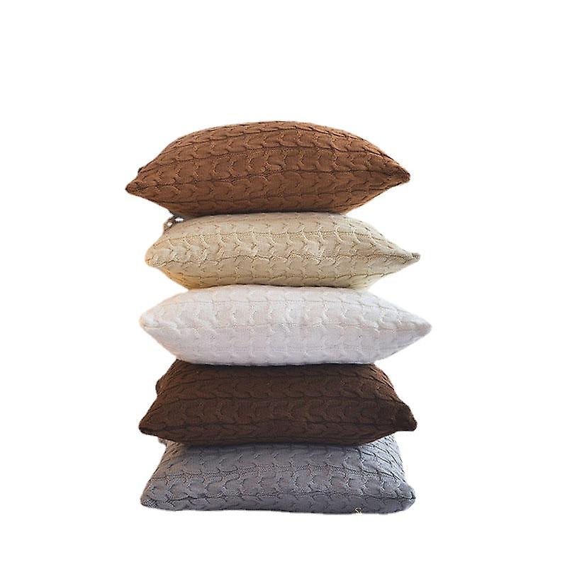 100% Cotton Knit Cushion Covers - Decorative Stretchable Pillow Cases For Living Room, Car, Office