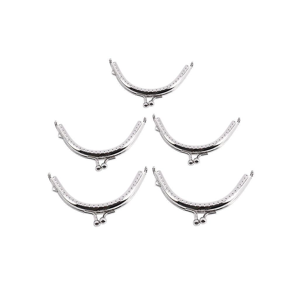 5 Metal Frames Snap Clasp Arch Pattern Coin Style Purse Silver