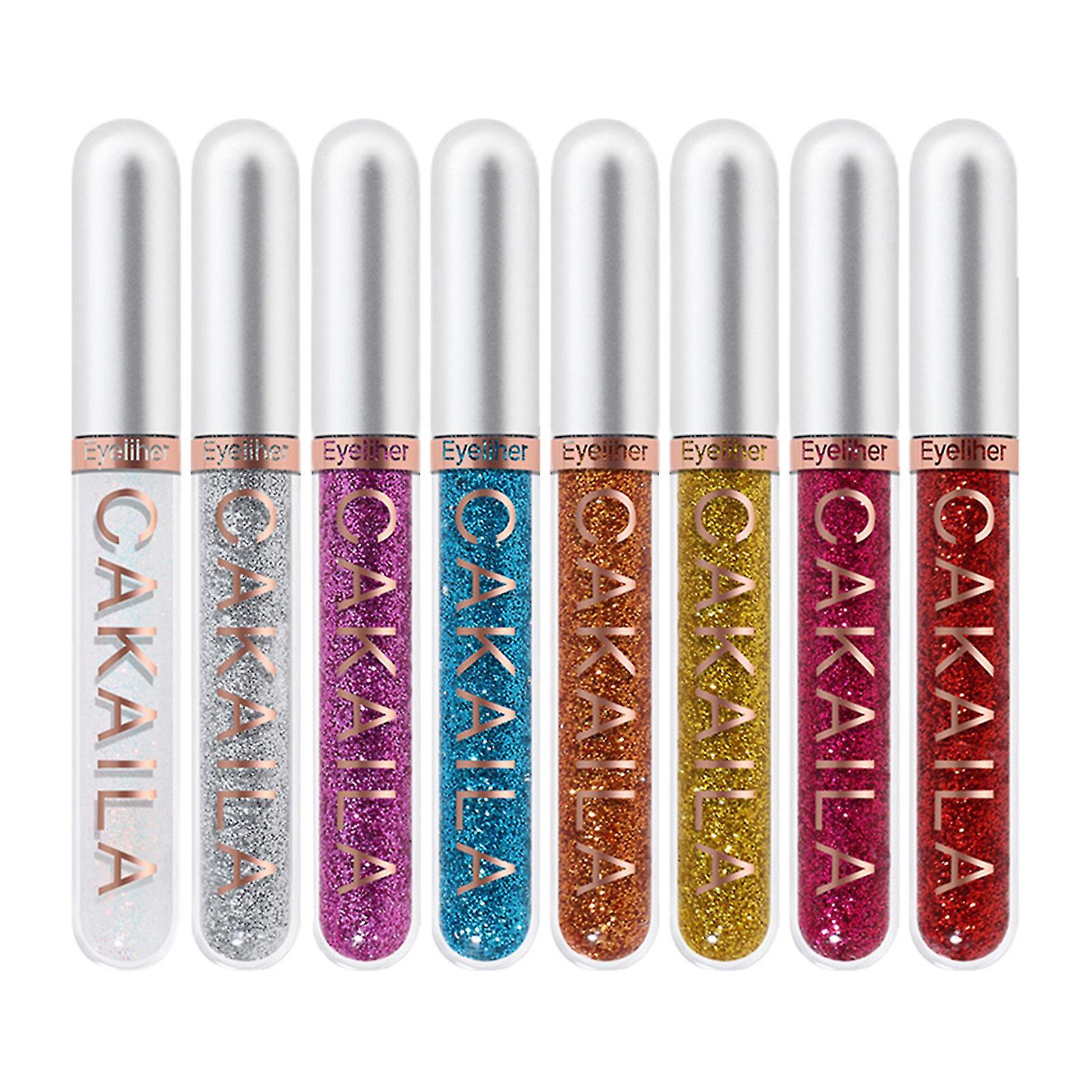 2.5ml 8pcs Cakaila Eye Liner Waterproof Multifunctional High Color Rendering Glitter Liquid Eyeliner Pen For Dressing Room