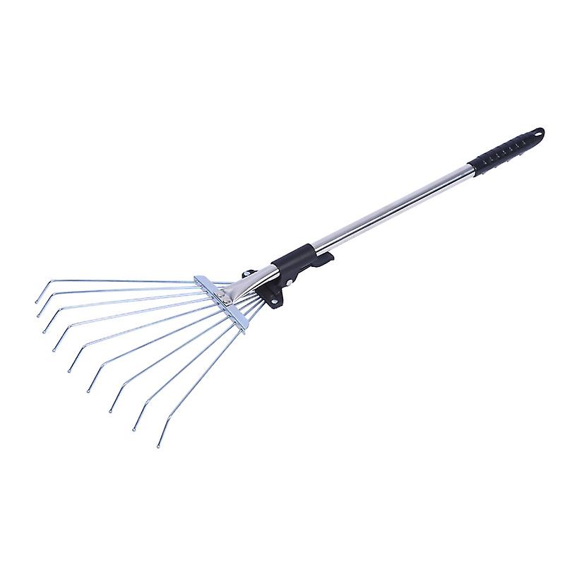 Garden Leaf Rake Metal Adjustable Garden Rake Extendable Weed Rake