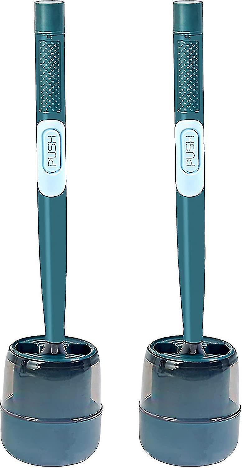 Silicone Toilet Brush, Toilet Brush,toilet Brush And Container (2 Pack), With Detergent Dispenser, Wall Mounted & Standing-green