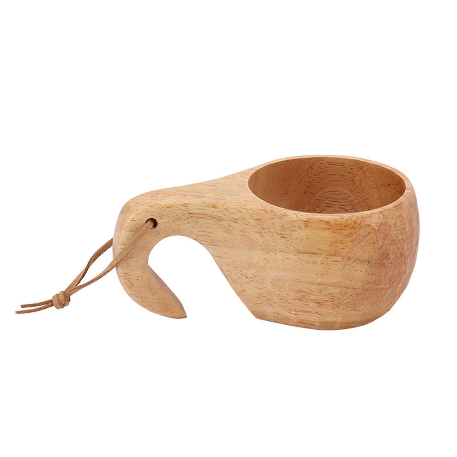 Träkopp, Bärbar Camping Drickskopp, Nordisk Stil Kaffemugg Med Lädersnodd, För Vandring Överlevnad Tekopp