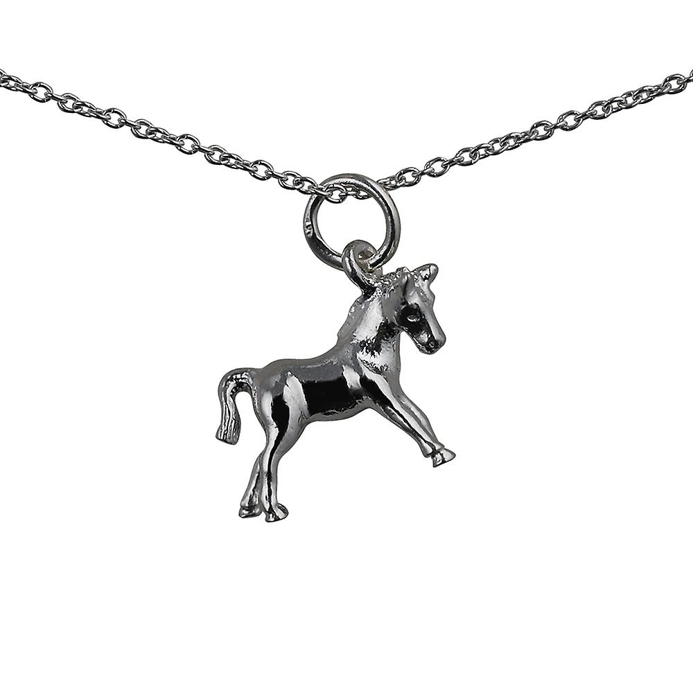 Silver 12x16mm Pony Pendant with a rolo Chain 24 inches