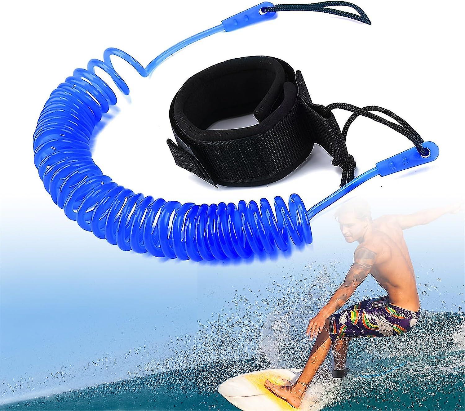 10 Feet Paddle Leash, Blue Retractable Surfboard Leash For Stand Up Paddle Board, Kayak