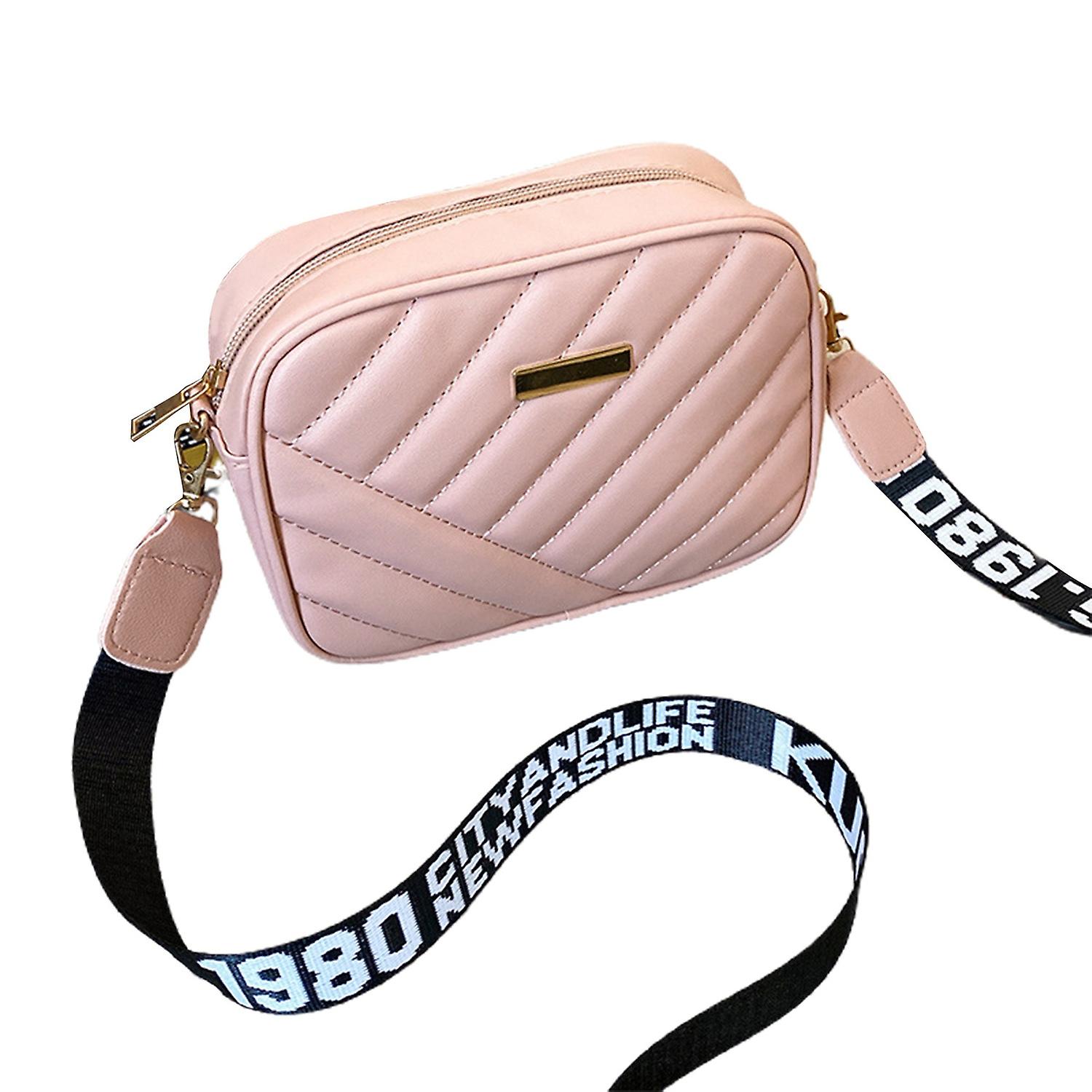 Shoulder Bag Large Capacity Zipper Closure Trendy Minimalistic Widen Webbing Storing Cosmetics Faux