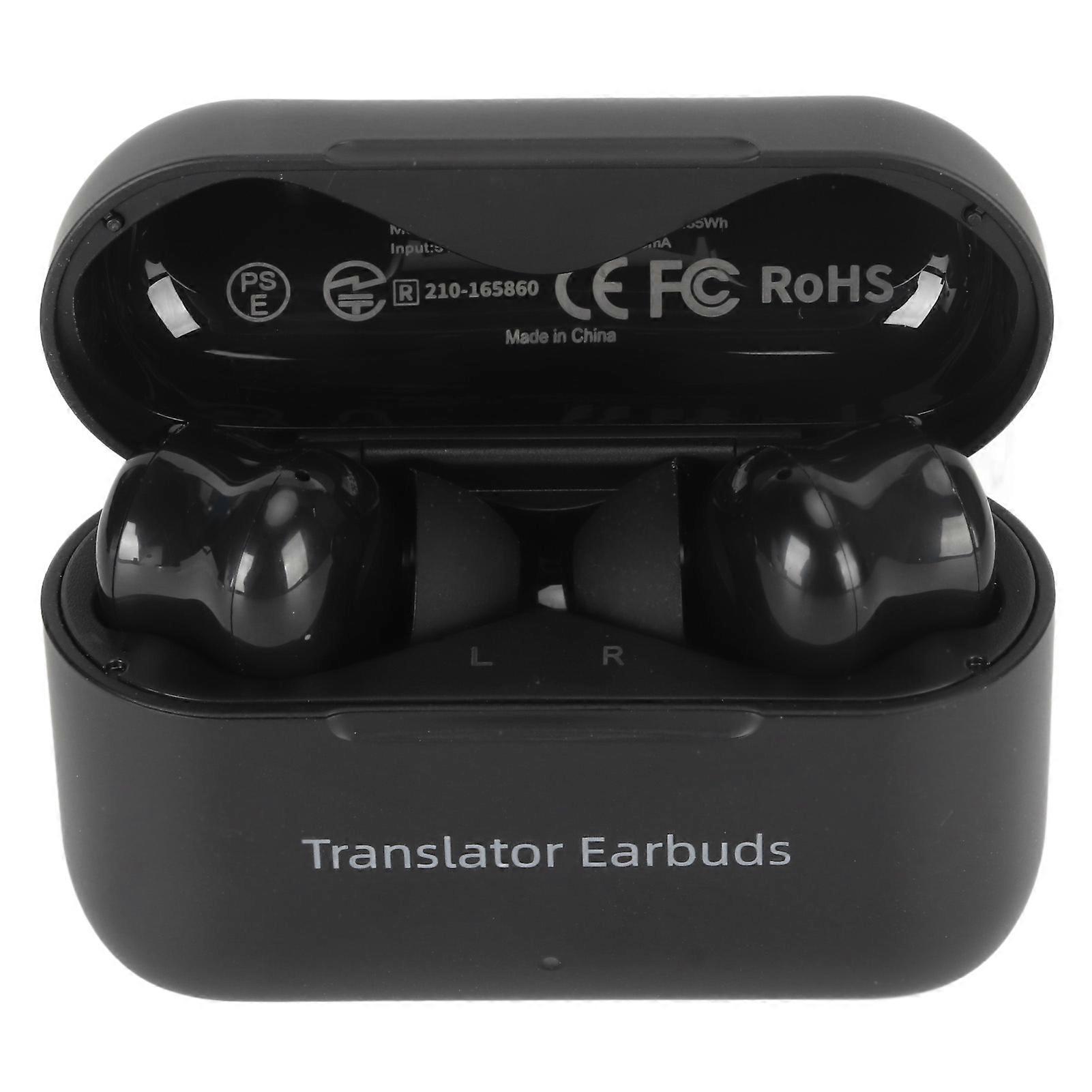 Language Translator Earbuds Support 127 Languages Real Time Translation Wireless Translator Device for Music Calling Black
