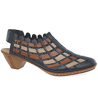 Rieker Sina Leather Woven Heeled Shoes