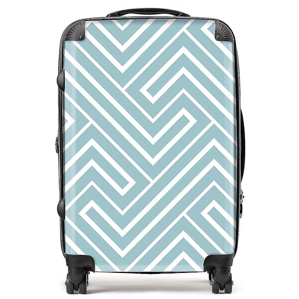 Blue And White Geometric Pattern Suitcase