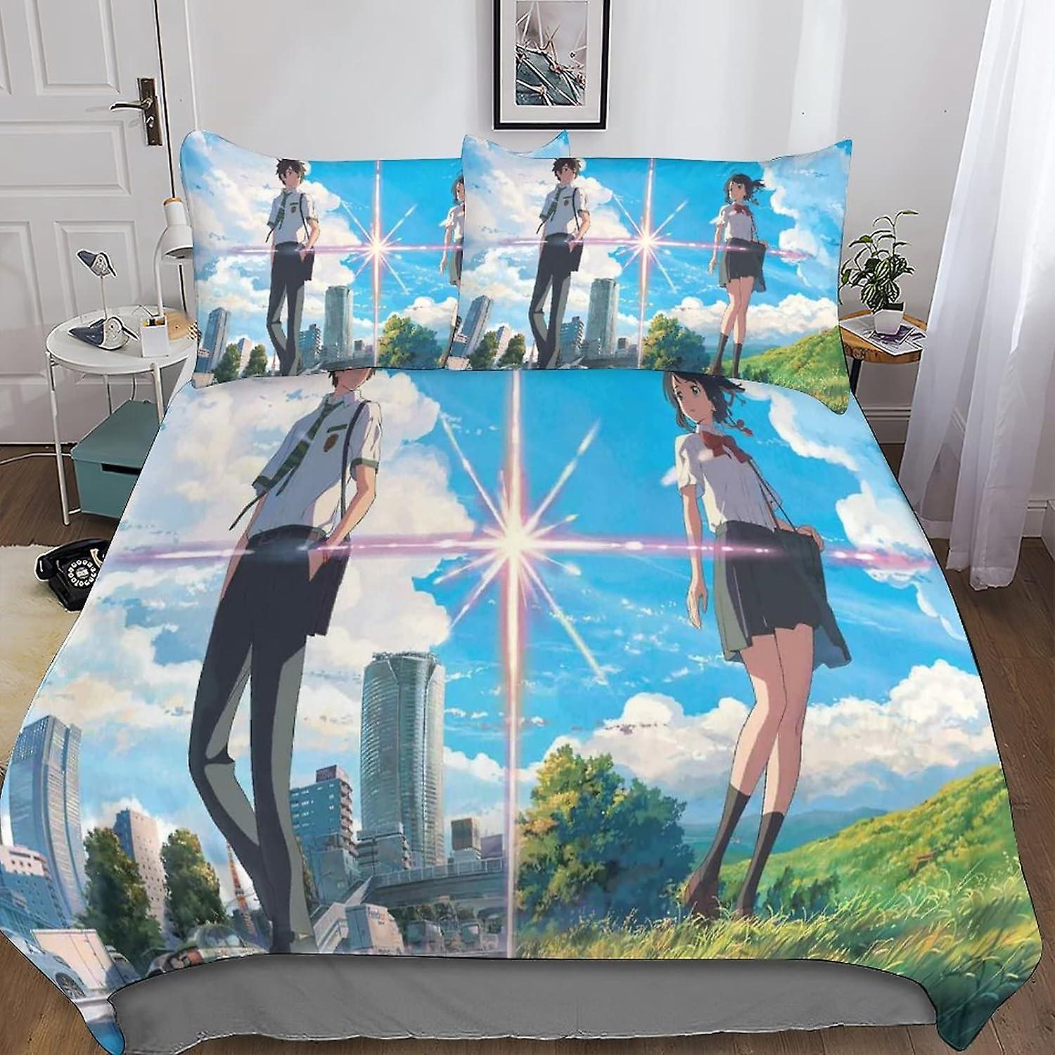 MYPALL Your Name Duvet Cover Bedding Set 3D Printed 3 Piece Set with Pillowcase Zipper Closure Soft Microfiber Suitable for Kids Teens Adults Easy Car