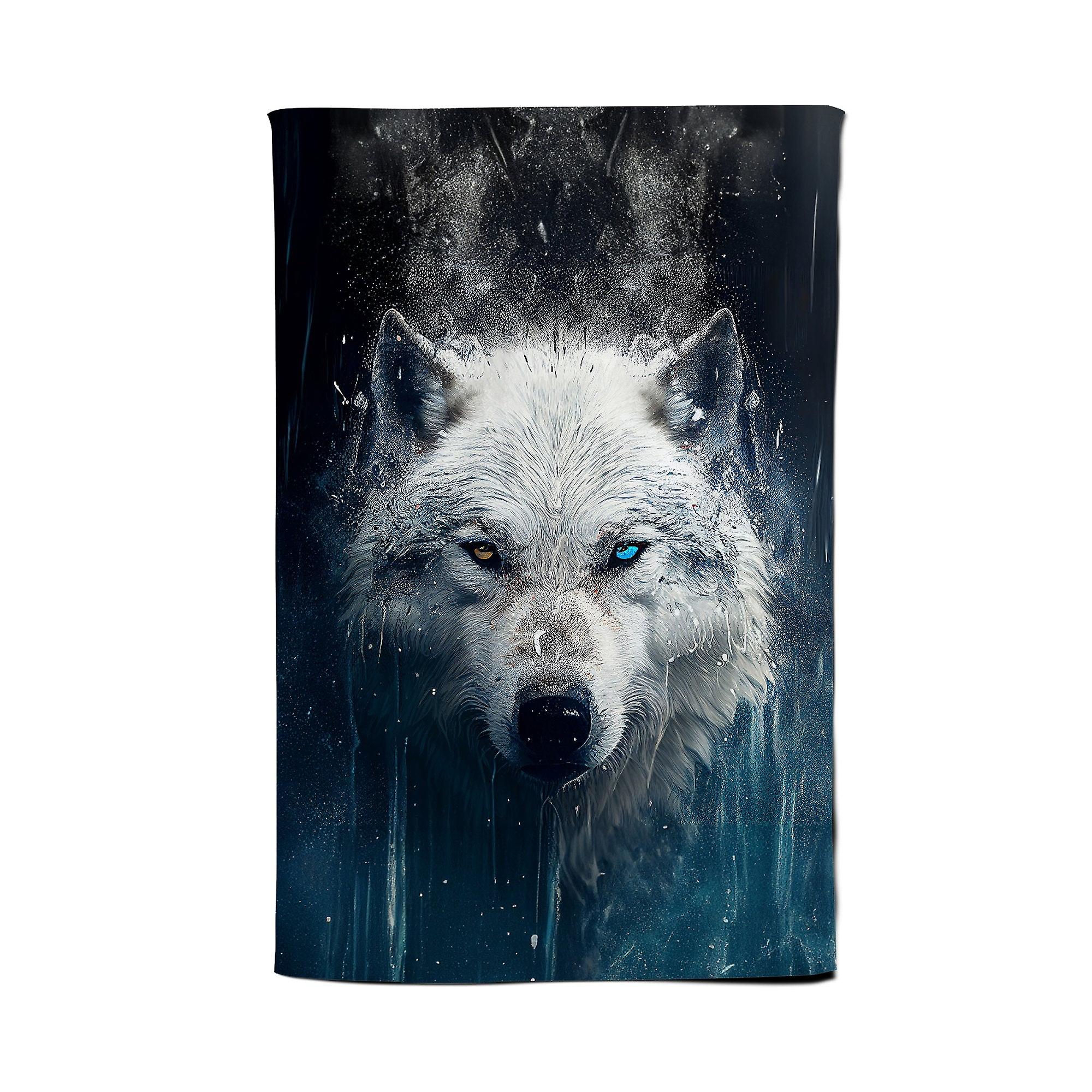 White Wolf Face Splashart Tea Towel