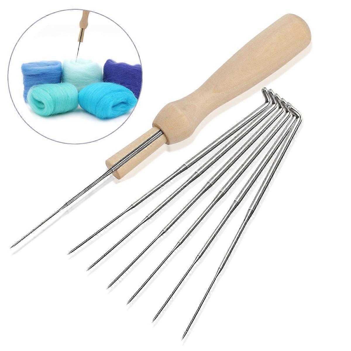 NUOLUX Set of 7pcs Felting Needles Set with Handle Wool Felt Tool Felting Starter Kit