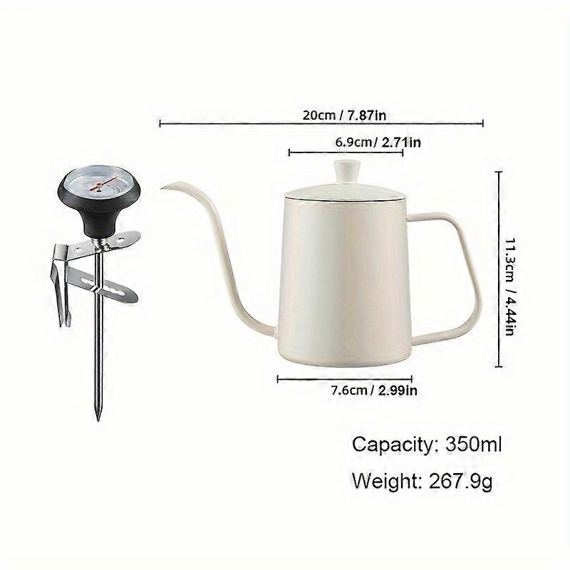 2-Piece Thickened Stainless Steel Hand Pour Coffee Pot - Temperature-Controlled Heating System, Built-in Precise Thermometer, Perfect for Brewing Deli