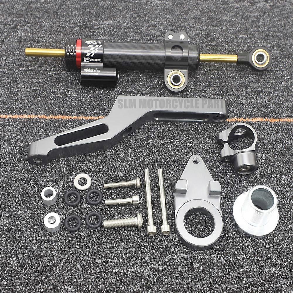 Pour Kawasaki Ninja Zx-6r Zx6r 2009 - 2022 2021 2020 2019 2018 2017 Stabilisateur d’amortisseur de direction et kit de montage de support Couleur argent