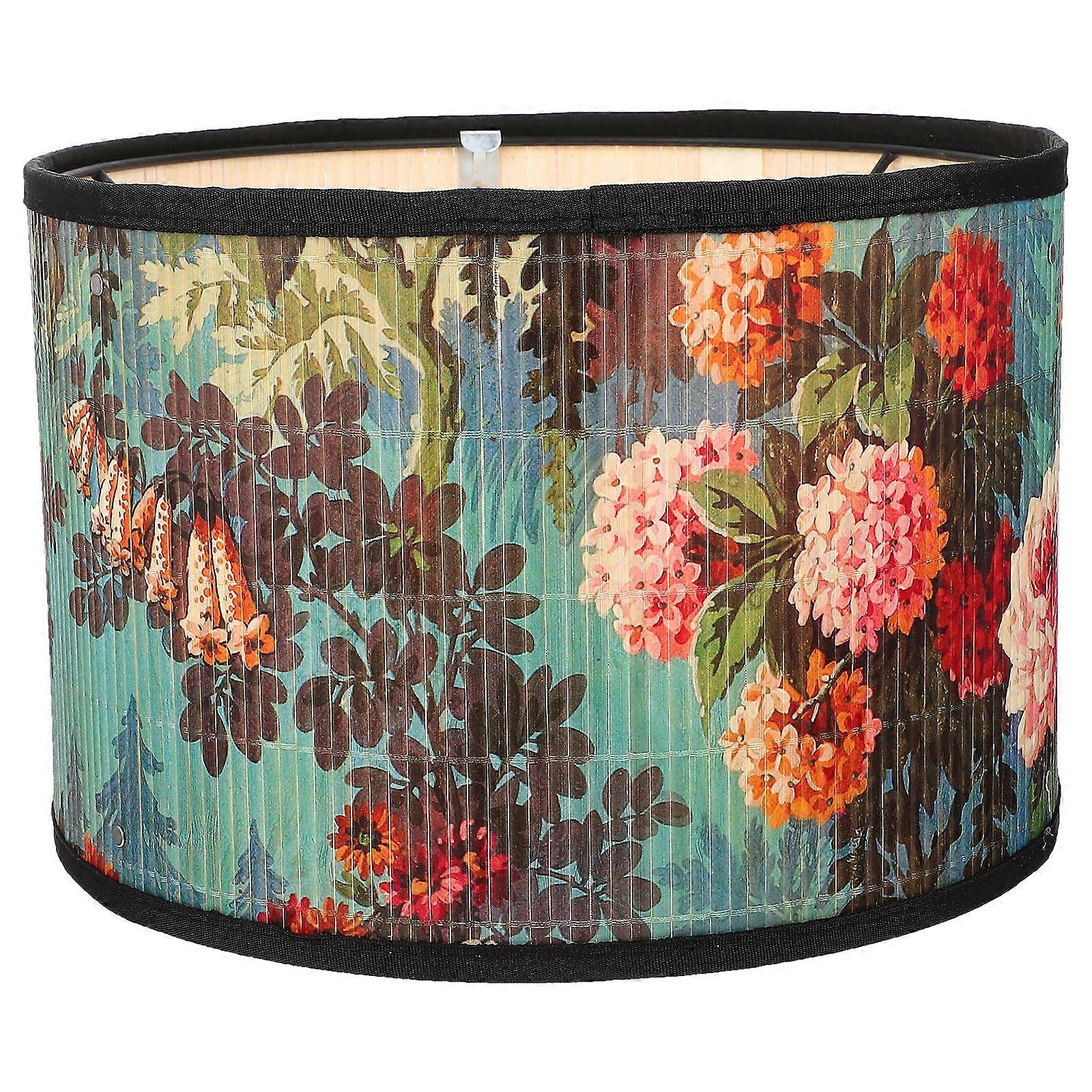 Bamboo Ceiling Lampshade with Flower Pattern Light Cover Light Shade Home Decor E27