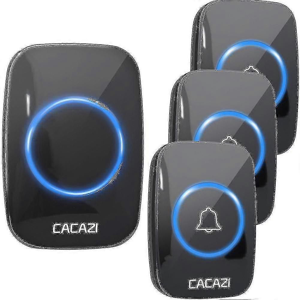 Cacazi Sonnette sans fil étanche 300m Remote Eu Plug Smart Door Bell Chime Batterie