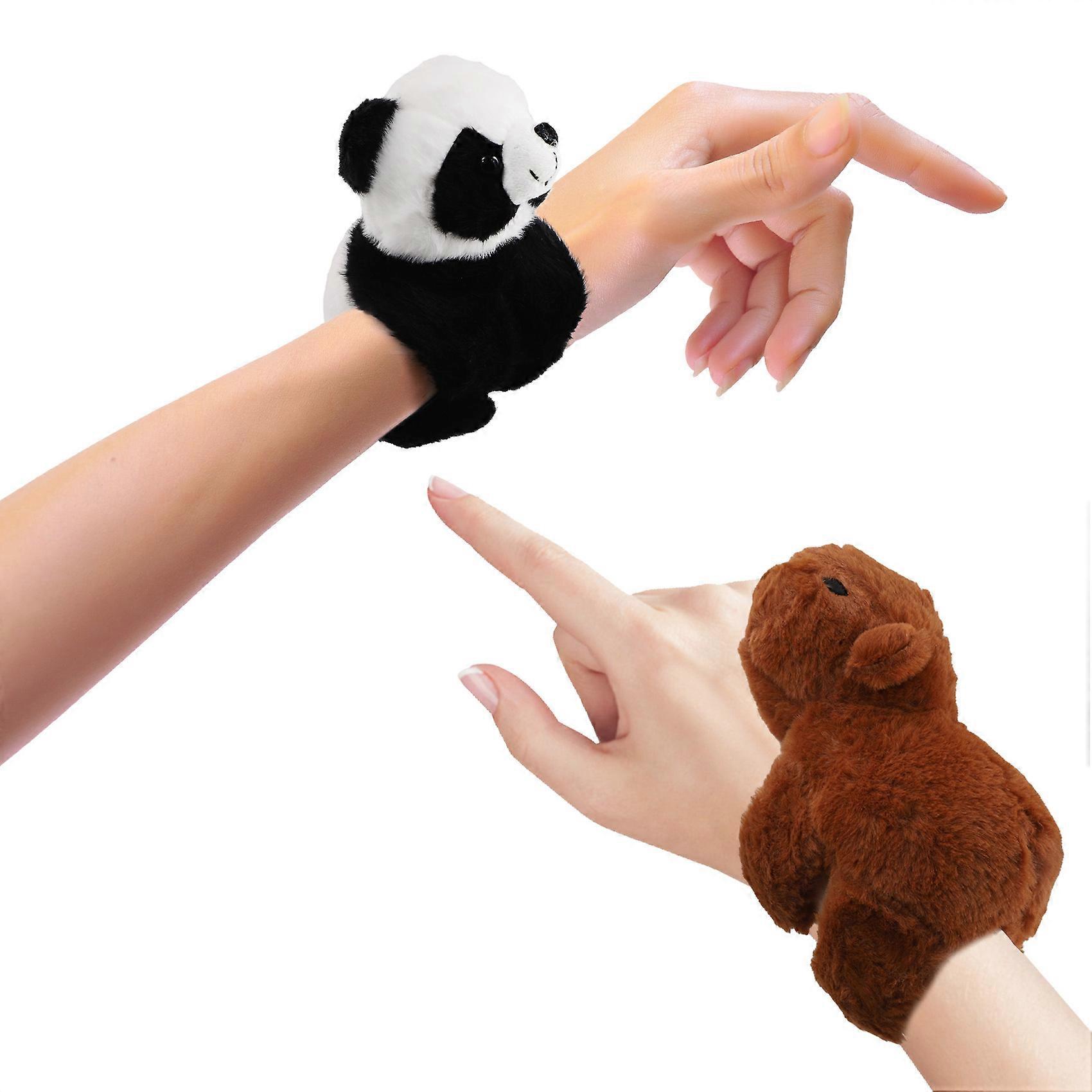 2PCS Capybara Clap Circle Toys Slap Snap Wrap Wristband Bracelet Capybara Plush Panda Circles