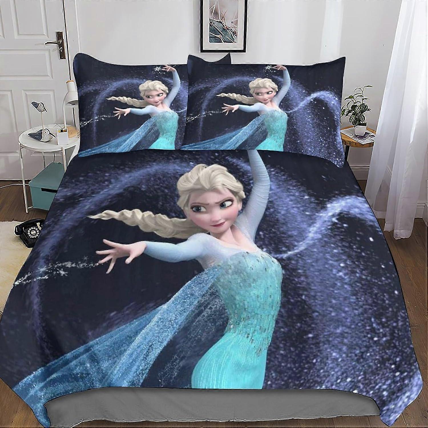 3D Frozen Duvet Cover Movie Microfiber Bedding Set with Zipper Closure 3 Pcs Pillowcases Fr Teenager Jugendliche Mdchen Mnner Double