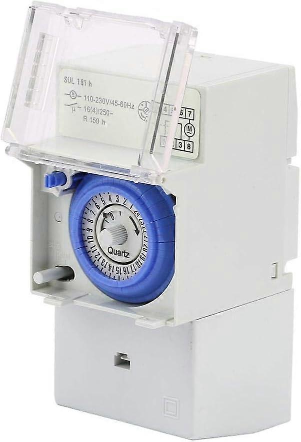 Timer, 24 Hour Time Switch, Timer 110-230V Sul 181H Analog Mechanical Timer Time Switch Manual/Automatic Controller For Din Guide Rail