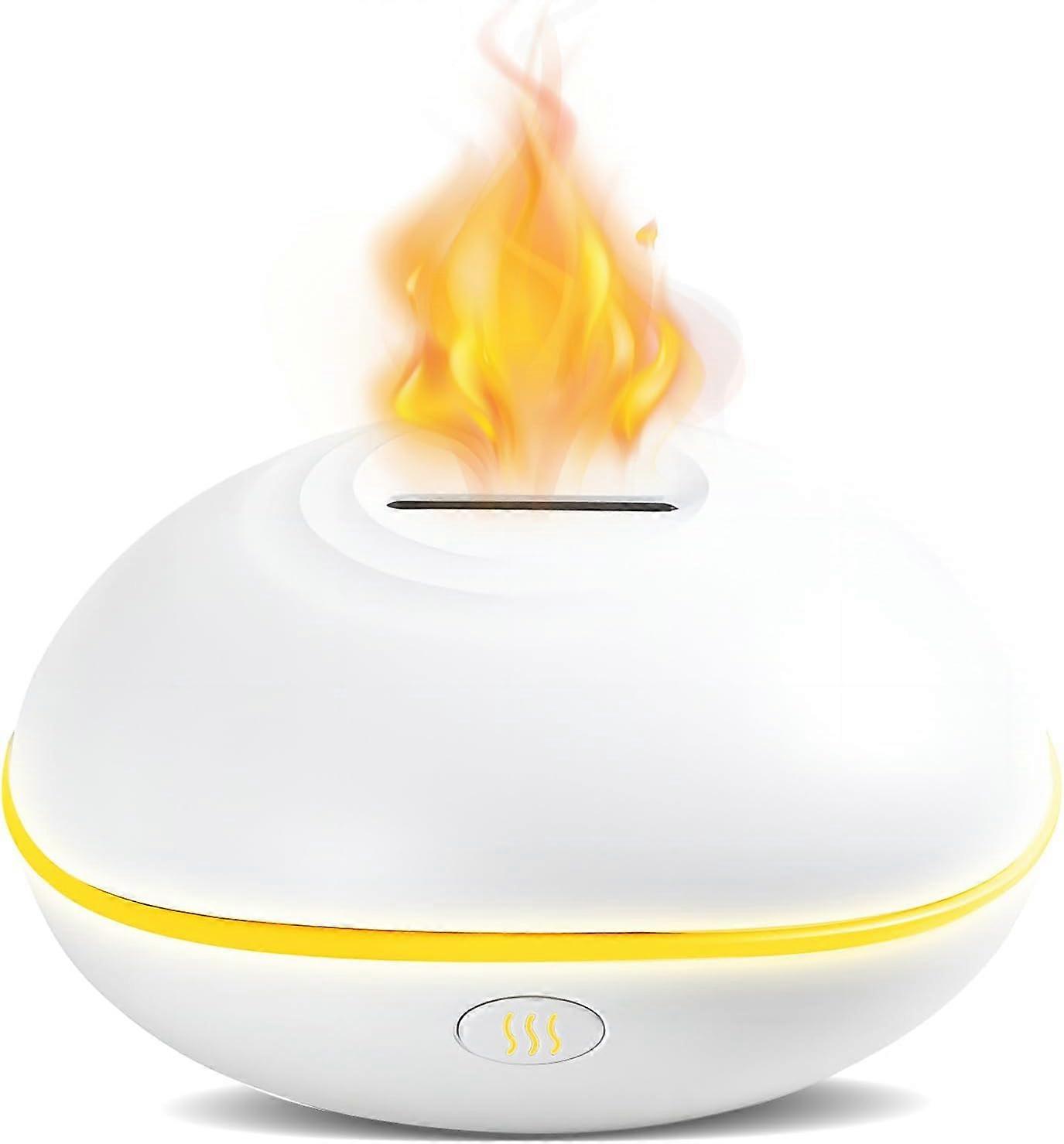 Essential Oil Diffuser Humidifier 200ml - Aromatherapy Diffuser with LED Light 7 Colors Flame Effect Light - for Sleep, Yoga, Spa - White