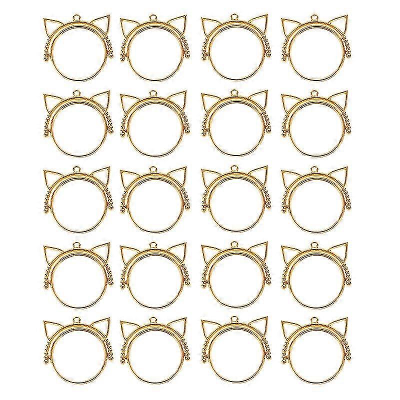 20pcs cat ear design pendant tray double side round rotation base