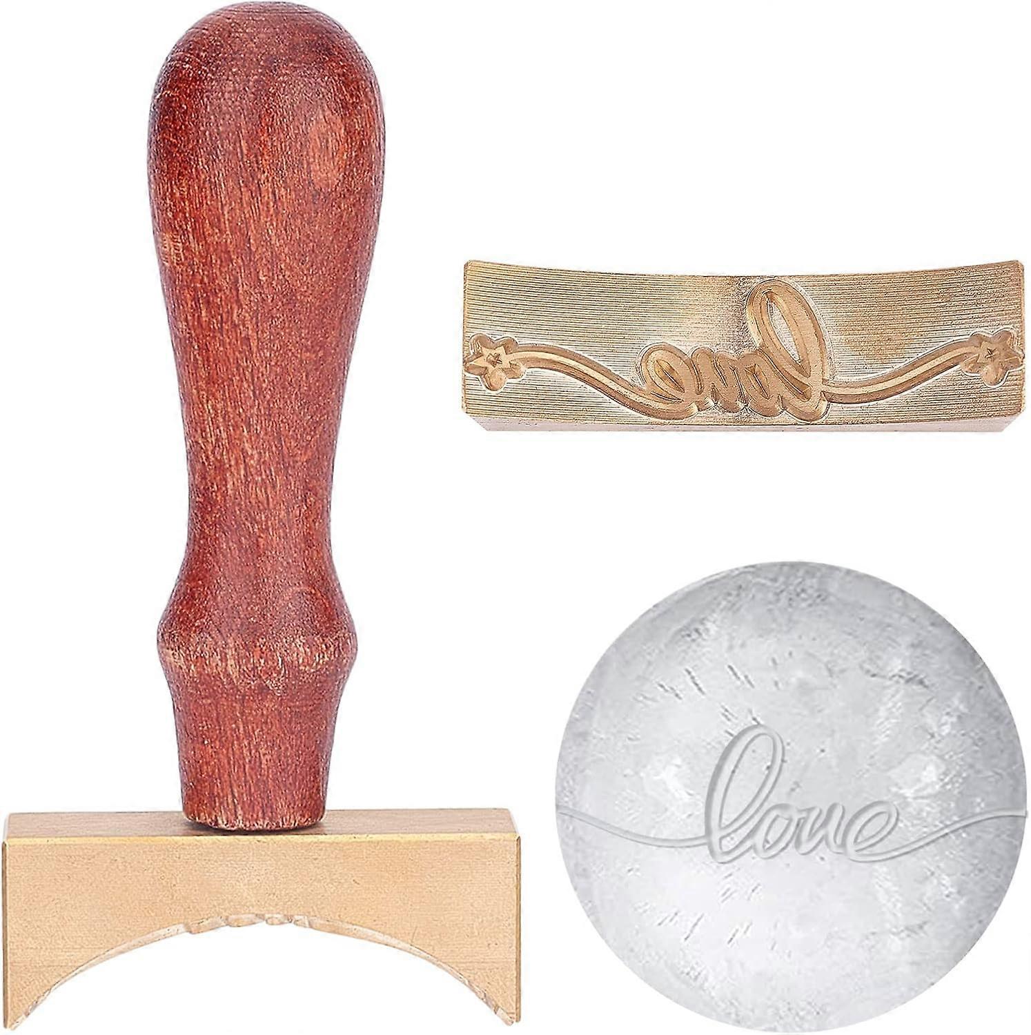 Ice Ball Stamp Ice Stamp 1.8x0.5 Inch Love Word Pattern Ice Branding Stamp with Removable Brass Head and Wood Handle for Bar Whisky Mojito Drinks 6cm 