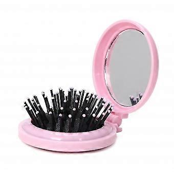 Mini Folding Hair Brush With Mirror, Compact Pop Up Pocket Brush, Small Travel Size Flip Hair Brush For Pursebackpack